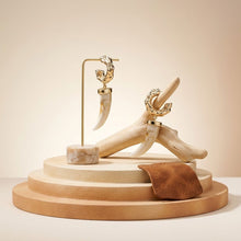 Load image into Gallery viewer, Gold Hoop with Ivory Horn Drop Earrings
