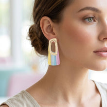 Load image into Gallery viewer, Stud Abstract Striped Retro Oversized Earrings
