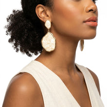 Load image into Gallery viewer, Ivory Pearlescent Organic Teardrop Gold Earrings
