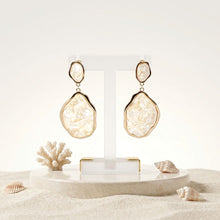 Load image into Gallery viewer, Ivory Pearlescent Organic Teardrop Gold Earrings
