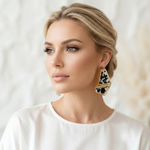 Load image into Gallery viewer, Stud Abstract Black Mosaic Terrazzo Earrings
