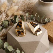 Load image into Gallery viewer, Stud Abstract Leopard Mosaic Terrazzo Earrings
