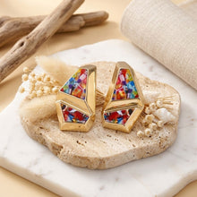 Load image into Gallery viewer, Stud Abstract Multicolor Mosaic Terrazzo Earrings
