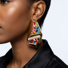 Load image into Gallery viewer, Stud Abstract Multicolor Mosaic Terrazzo Earrings
