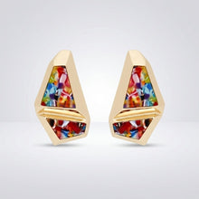 Load image into Gallery viewer, Stud Abstract Multicolor Mosaic Terrazzo Earrings

