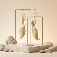 Load image into Gallery viewer, Drop Matte Gold 3D Twist Sculpted Earrings
