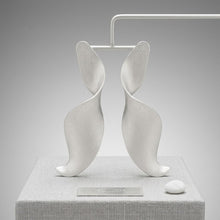 Load image into Gallery viewer, Drop Matte Silver 3D Twist Sculpted Earrings
