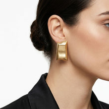 Load image into Gallery viewer, Stud Matte Gold Bent Rectangle Domed Earrings
