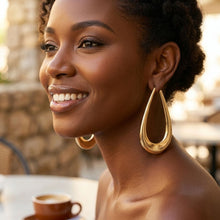 Load image into Gallery viewer, Hoop Gold Oversized Teardrop Chunky Earrings
