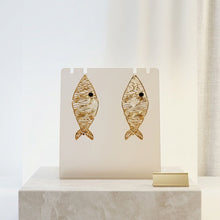 Load image into Gallery viewer, Gold Metal Disjointed Link Fish Drop Earrings
