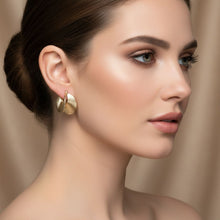 Load image into Gallery viewer, Hoop Striped Gold Metal Saddle Shape Earrings
