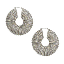 Load image into Gallery viewer, Hoop Oversized Silver Aurbo Stripe Wide Earrings
