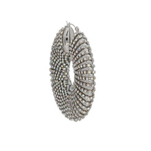 Load image into Gallery viewer, Hoop Oversized Silver Aurbo Stripe Wide Earrings
