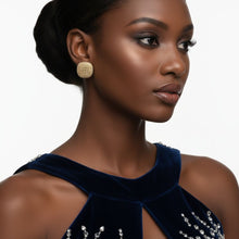 Load image into Gallery viewer, Stud Square Dome Gold Basket Weave Earrings
