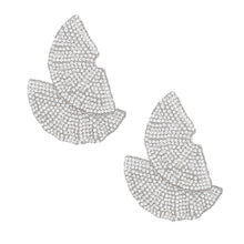 Load image into Gallery viewer, Stud 1920s Silver Ruffle Fan Rhinestone Earrings

