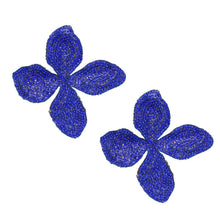 Load image into Gallery viewer, Stud Brilliant Blue Dimensional Flower Earrings
