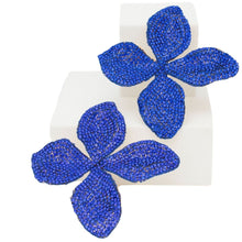 Load image into Gallery viewer, Stud Brilliant Blue Dimensional Flower Earrings
