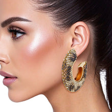 Load image into Gallery viewer, Hoop Leopard Pave Rhinestone Embellished Earrings
