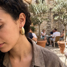 Load image into Gallery viewer, Hoop Matte Gold Chubby Crescent Earrings
