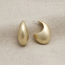 Load image into Gallery viewer, Hoop Matte Gold Chubby Crescent Earrings
