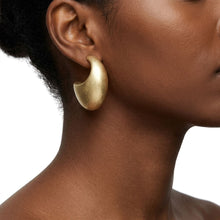 Load image into Gallery viewer, Hoop Matte Gold Chubby Crescent Earrings
