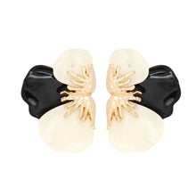 Load image into Gallery viewer, Studs Black Midnight Bloom Triple Petal Earrings
