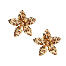 Load image into Gallery viewer, Stud Gold Leopard Fierce 3D Flower Earrings Women

