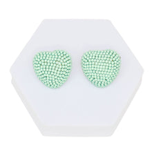 Load image into Gallery viewer, Stud Pastel Mint Domed Heart Dazzling Earrings
