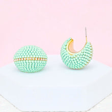 Load image into Gallery viewer, Hoop Trendy Pastel Mint Dazzling Wide Earrings
