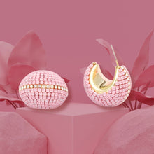 Load image into Gallery viewer, Hoop Trendy Pastel Pink Dazzling Wide Earrings
