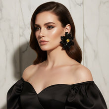 Load image into Gallery viewer, Stud Black Flower Oversized Wavy Petal Earrings
