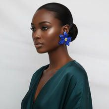 Load image into Gallery viewer, Stud Blue Flower Oversized Wavy Petal Earrings
