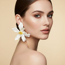 Load image into Gallery viewer, Stud Cream Flower Oversized Wavy Petal Earrings
