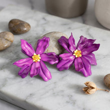 Load image into Gallery viewer, Stud Purple Flower Oversized Wavy Petal Earrings
