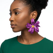 Load image into Gallery viewer, Stud Purple Flower Oversized Wavy Petal Earrings
