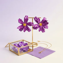 Load image into Gallery viewer, Stud Purple Flower Oversized Wavy Petal Earrings
