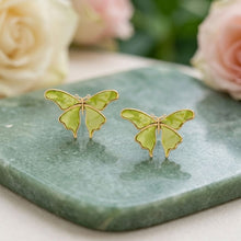 Load image into Gallery viewer, Stud Green Winged Butterfly Free Spirit Earrings
