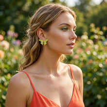 Load image into Gallery viewer, Stud Green Winged Butterfly Free Spirit Earrings
