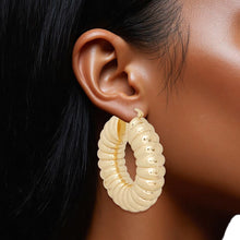 Load image into Gallery viewer, Hoop Gold Chunky Bubble Ribbed Heavy Earrings
