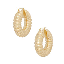 Load image into Gallery viewer, Hoop Gold Chunky Bubble Ribbed Heavy Earrings
