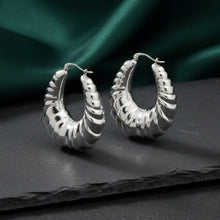 Load image into Gallery viewer, Hoop Silver Metal Croissant Teardrop Earrings
