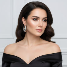 Load image into Gallery viewer, Hoop Silver Metal Croissant Teardrop Earrings
