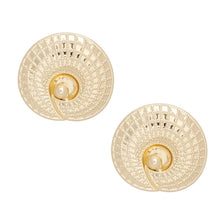 Load image into Gallery viewer, Stud Seashell Swirl Large Gold Metal Earrings

