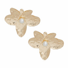 Load image into Gallery viewer, Stud Large Sculpted Petal Gold Flower Earrings
