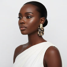 Load image into Gallery viewer, Drop Oversized Beige Turtle Shell Opulent Earrings
