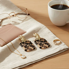 Load image into Gallery viewer, Drop Oversized Beige Turtle Shell Opulent Earrings
