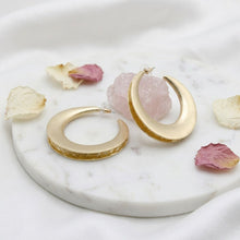 Load image into Gallery viewer, Hoop Matte Gold Open Wide Profile Earrings

