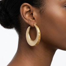 Load image into Gallery viewer, Hoop Matte Gold Open Wide Profile Earrings
