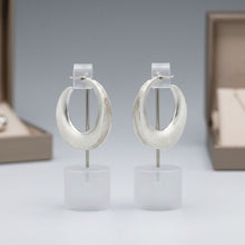 Load image into Gallery viewer, Hoop Matte Silver Open Wide Profile Earrings
