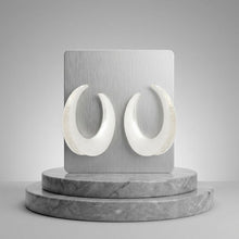 Load image into Gallery viewer, Hoop Matte Silver Open Wide Profile Earrings
